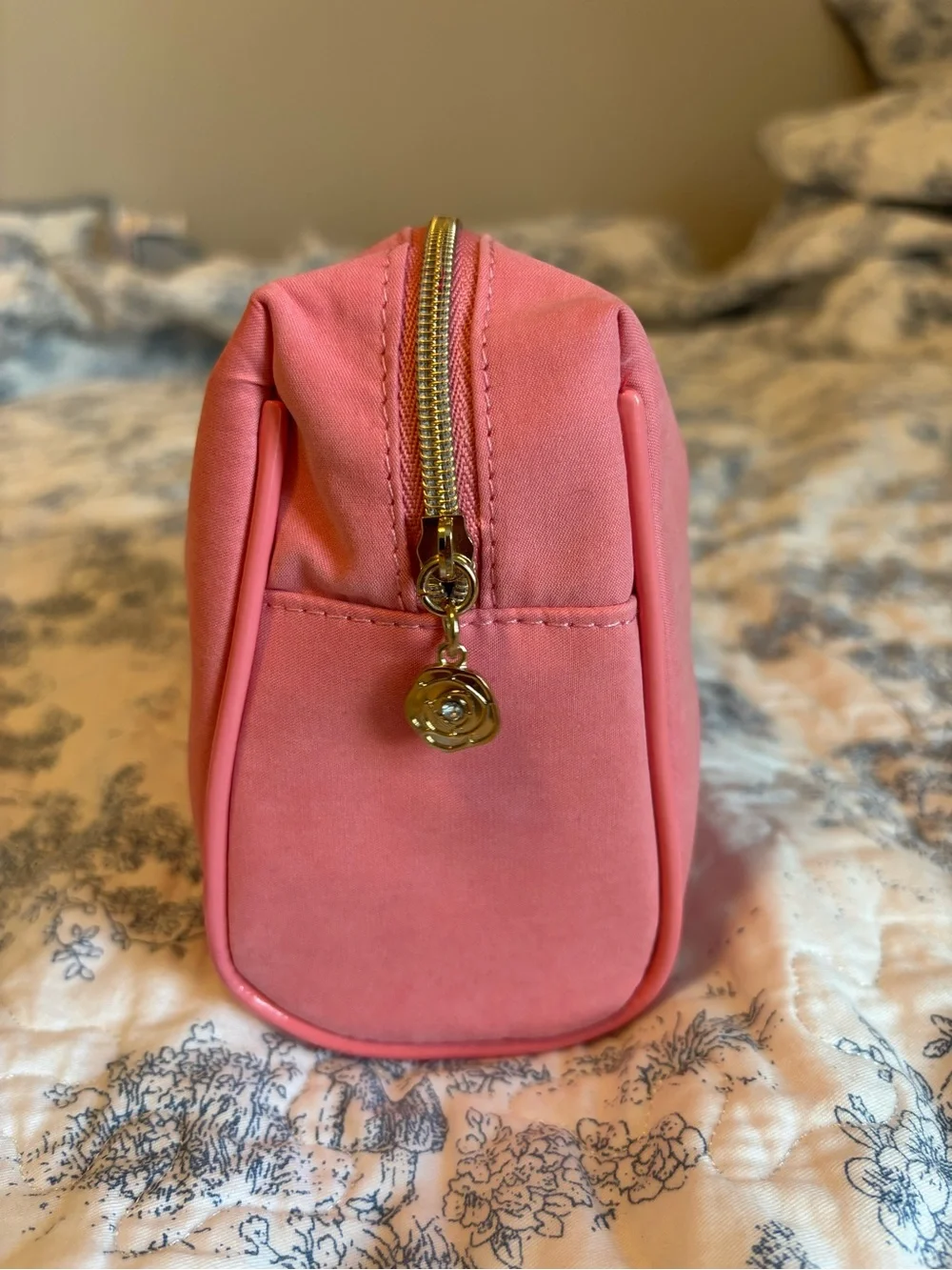 Lancome Coral Pink Cosmetic Pouch with Ribbon Pull
